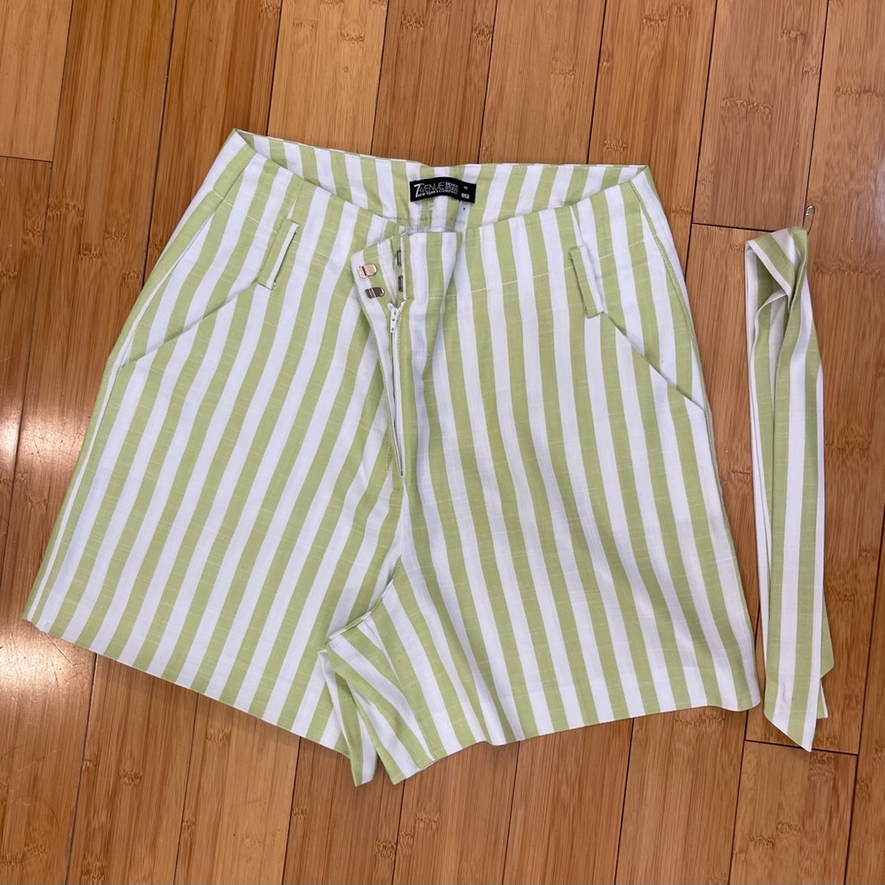 Green and White striped shorts Sz 10